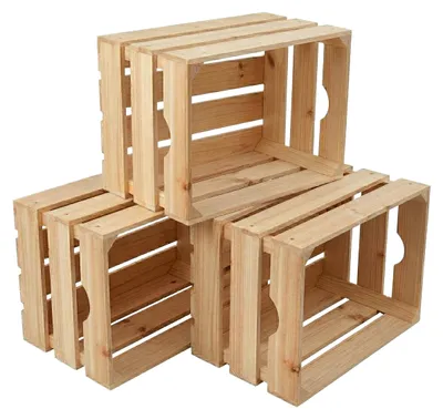 Image de Relaxdays, coffret en bois, lot de 3, boîtes de rangement vintage, dimensions : 25x40x30 cm, pour le rangement, la décoration, ou comme boîte à provisions pour les fruits, en bois, couleur naturelle