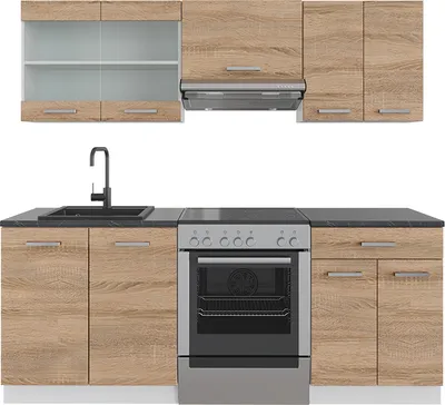 Zdjęcie produktu dla Aneks kuchenny Vicco R-Line Sonoma/Biały 200 cm , BP Antracyt, Model 42770