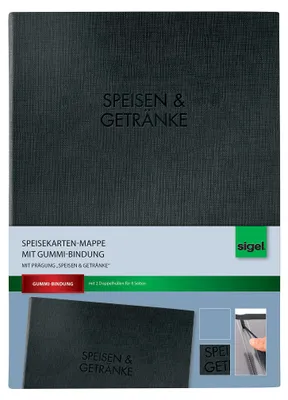 Zdjęcie produktu dla SIGEL SM116 Teczka menu, oprawa gumowa, A5, czarna