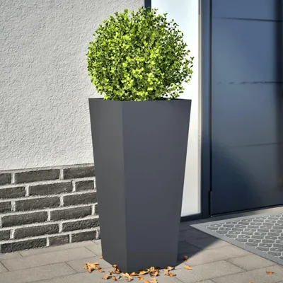 Produktbild von 2 anthrazitfarbene Pflanzkübel aus Stahl, 35 x 35 x 75 cm