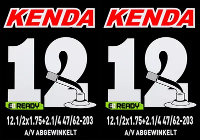 Produktbild von 2x Kenda Schlauch 12 Zoll AV x 1.75 - 2.1/4 WinkelVentil 45° Kinderwagen E-Ready