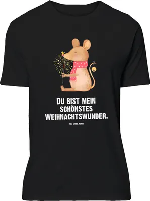 Produktbild von Mr. & Mrs. Panda Größe XL T-Shirt Maus Weihnachten - Schwarz - Geschenk, mit Spruch, Frohe, Mäuschen, Shirt, Tshirt, Weihnachtsmotiv, Weihnachtsgruß