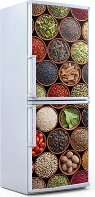 Produktbild von Kühlschrankdekoration  60x180 cm  Aufkleber auf dem Kühlschrank - Gewürze Gemüse