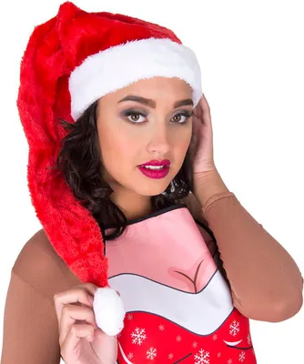 Produktbild von Lange Weihnachtsmütze zum Weihnachtsmann Nikolaus Kostüm | 70cm