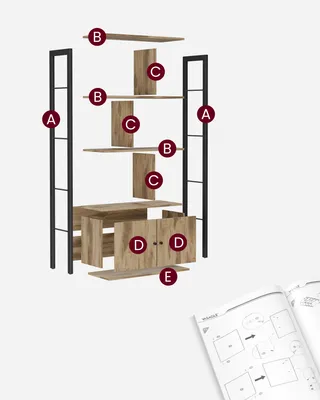 Produktbild von VASAGLE Bücherregal, Bücherschrank, Standregal, 4 offenen Regalebenen