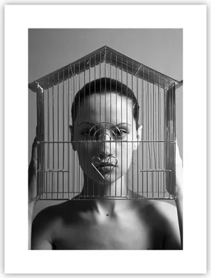 Produktbild von Poster - Poster ohne Rahmen - Schwarzweiß Frau Käfig - 30x40 cm - Wand Bild - Wanddeko - Wandbilder - Kunstposter - Wandposter - Bilder - Kunstdruck - Wanddekoration - Wandbild - P2XPA30x40-4131
