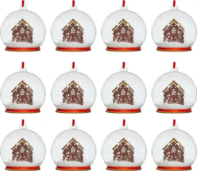 Image de ATMOSPHERA | Boules de Noël - Boules de Noël - 12 pièces - Cabane dans une boule à neige - Noël