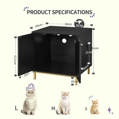 Image de Maison pour chat avec porte et meuble de rangement en bois - Meuble élégant de couleur blanche pour l'intérieur, conçu pour les chats