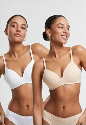 Obrázek produktu pro Dámská sportovní podprsenka Urban Classics Ladies Basic padded Bra 2-Pack white+nude - 75B