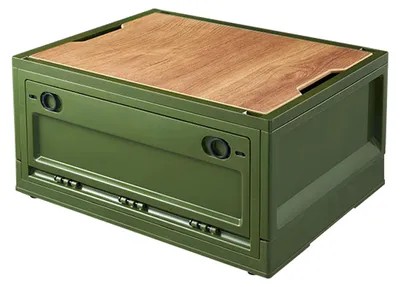 Produktbild von Campingbox 38L Aufbewahrungsbox mit Deckel, faltbarer Campingschrank, Transportbox, Aufbewahrungsbox für den Kofferraum, Organizer mit 4 Rollen für Outdoor-Reisen, Camping und Familienausflüge