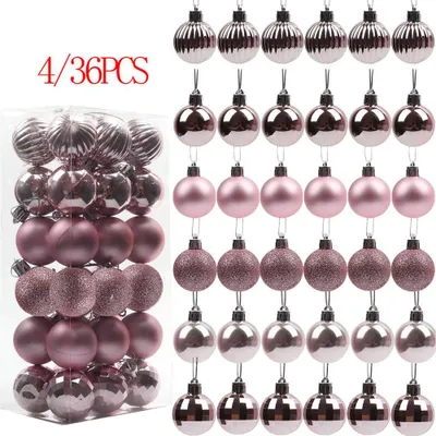Imagen del producto de 36 unidades/juego. Adornos navideños de 4 cm para el árbol de Navidad. Bolas de plástico resistentes a roturas, ideales para decorar celebraciones, aniversarios y fiestas