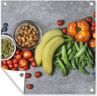 Produktbild von MuchoWow® 50x50 cm Outdoor-Poster Gartendeko Sichtschutz Garten Poster für den Garten  Obst - Farbe - Nüsse