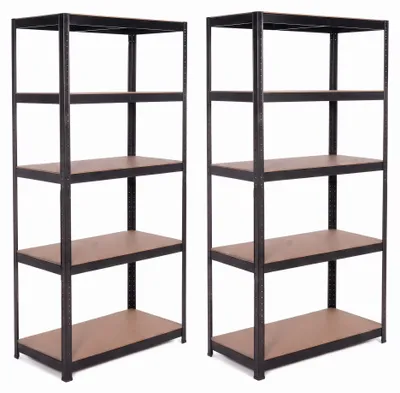 Image de IvoQ Étagère de rangement lot de 2 – 180 x 90 x 40 cm – 175 kg par tablette – 5 tablettes MDF réglables – Noir, Image générée par une IA