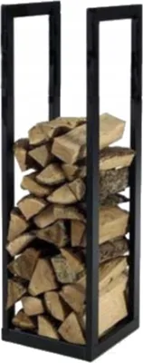 Produktbild von Kaminholzregal Schwarz Kaminholzständer Feuerholzkorb Metall Kamin Holzlege Brennholzkorb; 40x24x120 cm