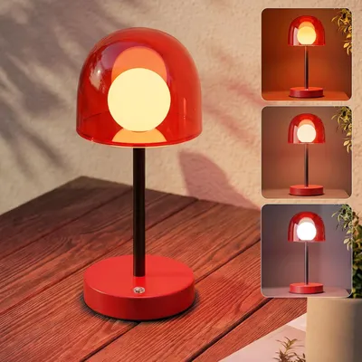 Produktbild von ZMH LED Tischlampe kabellos Akku Touch dimmbar Sandrot Nachttischlampe 3 Farbtemperaturen USB Aufladbar Tischleuchte Bettlampe für Schlafzimmer Bett