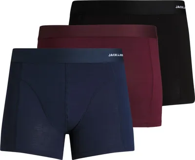 Produktbild von Jack & Jones 3er Pack Jacbasic Retro Short / Pant Bund mit dezentem Logo, Dehnbarer Jerseystoff, Bequeme Passform
