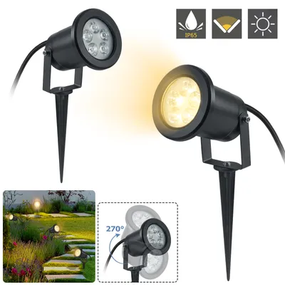 Obrázek produktu pro XMTECH 2 ks 4W LED zahradní světlo se zemním hrotem zahradní světlo zahradní reflektor IP65 vodotěsný teplý bílý zahradní reflektor zahradní lampa
