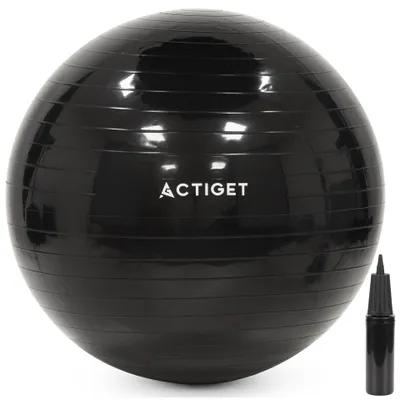 Produktbild von ACTIGET Fitnessball 75 cm – für Pilates, Yoga und Stretching, Schwarz, inkl. Pumpe