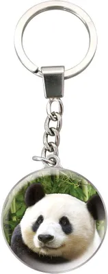 Produktbild von Kristallene Schlüsselanhänger mit Pandabild, Edelstahlkette