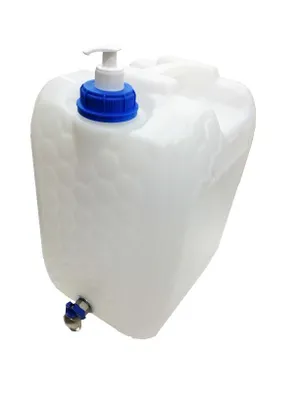 Obrázek produktu pro Plastový kanystr na vodu 20l s kohoutkem a dávkovačem mýdla