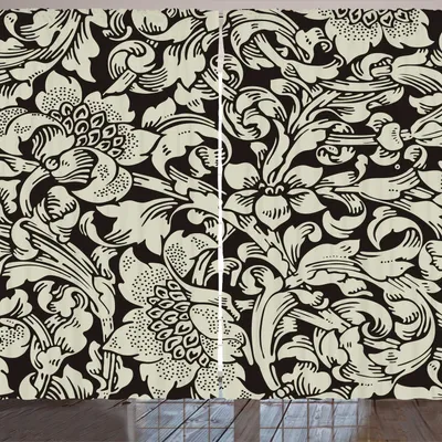 Produktbild von ARANDE Blumen Gardine, Blühende Vintage Blumen und Blätter Zier Feels, 280 x 225 cm, Anthrazit grau