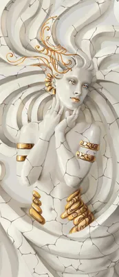 Produktbild von Türtapete Vlies Abstrakt Medusa Modern (91x211 cm) Türposter Fototapete Tür Wohnzimmer Schlafzimmer Wandtapete Tapete Latexdruck UV-Beständig Geruchsfrei Hohe Auflösung Montagefertig