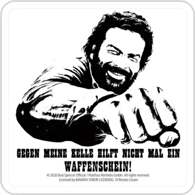 Produktbild von Bud Spencer Bierdeckel aus Blech Kelle 10 x 10 cm