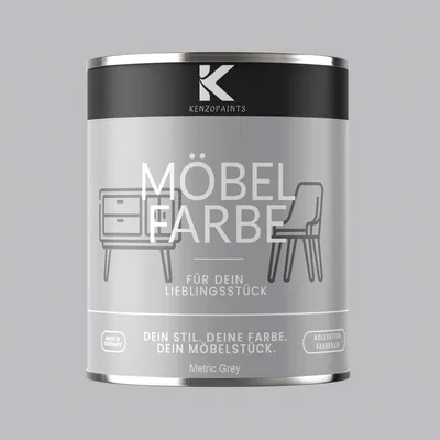 Produktbild von Kenzopaints 750ml Möbelfarbe Möbellack Buntlack Farbraum - Metric Grey