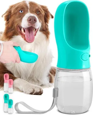 Produktbild von Hunde-Wasserflasche, leckfreie tragbare Puppyspender mit Futterqualität-Drinkflasche für Hunde bei Ausflügen Reisen aus Plastik für Katzen (350ML, blau)
