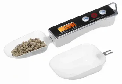 Produktbild von Digitale Löffelwaage mit Tara-Funktion, 0,05–500 g, 2 abnehmbare Messlöffel mit 30 ml und 80 ml - Schwarz