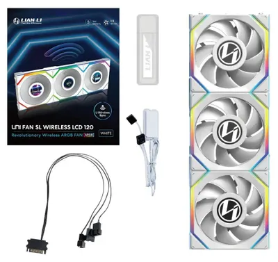 Produktbild von Lian Li UNI FAN SL Wireless LCD 120, Ventilator, 12 cm, Weiß