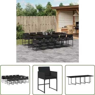 Produktbild von The Living Store 11-tlg. Garten-Essgruppe mit Kissen Schwarz Poly Rattan