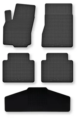 Image de Tapis de sol en caoutchouc + tunnel pour Renault Scenic III 2009-2016 (monospace) – 5 pièces, noirs, semi-universel, adapté