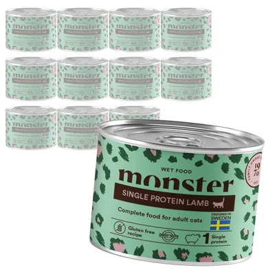 Zdjęcie produktu dla Monster Cat Adult Single Lamb 12x200g Monoproteinowa Mokra Karma Dla Dorosłych Kotów z Jagnięciną