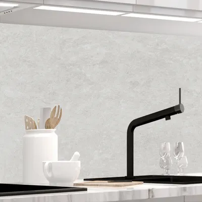 Produktbild von Küchenrückwand selbstklebend Matt-Optik - WHITE NATURAL STONE - 1.8mm, versteift, alle Untergründe, Hart PET Material, PREMIUM 60 x 80cm