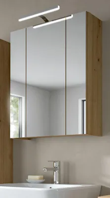 Produktbild von Badezimmer Spiegelschrank "Cover" in Artisan Eiche Badschrank 3-türig 60 x 70 cm