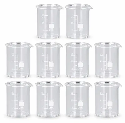 Becherset 10x 25 ml Borosilikatglas mit Skala Laborbecher