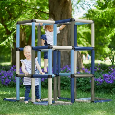 Produktbild von QUADRO Kletterpyramide Home modulares Klettergerüst für Kinder, 237 Teile, ab 12 Monaten, Indoor/Outdoor, UV-stabil,  Germany – Petrol