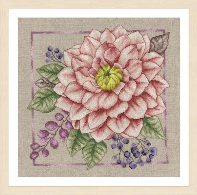 Image de Lanarte Kit de broderie au point de croix "Maison et jardin, rouge fleuri", 33x33cm