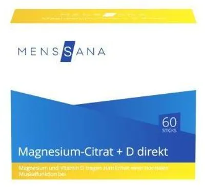 Image de MENSSANA Citrate de magnésium + D direct sticks Contribue au maintien d'une fonction musculaire normale, 60 sticks combinés