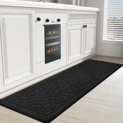 Produktbild von Famanu Küchenteppich 45 x 150 cm - waschbar, rutschfest, absorbierend, schwarz