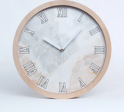 Produktbild von Holzuhr 25fi cm wanduhr - weiße Spitzen - Marmor