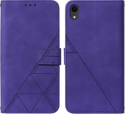 Obrázek produktu pro Flipové kožené pouzdro pro iPhone XR peněženkový design pouzdro s embosováním, držákem karet a stojánkem Fialová