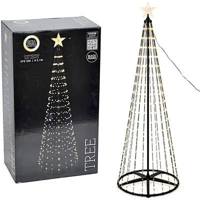 Zdjęcie produktu dla Dekoracyjna choinka świąteczna, czarna, 210 cm, 370 diod LED o bardzo ciepłej barwie, z pilotem