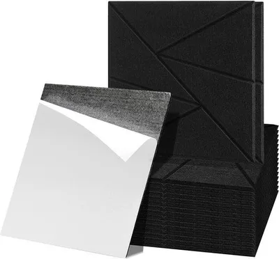 Obrázok produktu pre Akustické obkladové panely, 18 kusov, štvorcové, čierne, samolepiace