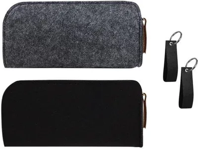 Produktbild von Multifunktionales Büro-Organisationsset, 2-fach Stifthalter mit Stifthalterklammern, Reißverschluss-Tasche, tragbarer Stifthalter (dunkelgrau, schwarz)