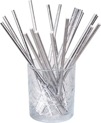 Produktbild von Papierstrohhalme 20 Trinkhalme - 20 cm | Silber