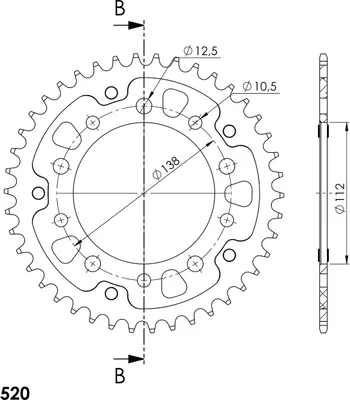 Produktbild von Stealth-Kettenrad Supersprox 520 - 41Z (rot) RST-1303:41-RED|ID 112,0 LK 138,0 5-Loch/5-Loch