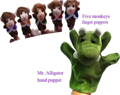 Produktbild von Exquisite Plüsch-Fingerpuppe, fünf kleine Affen schwingen in einem Baumpuppen-Set