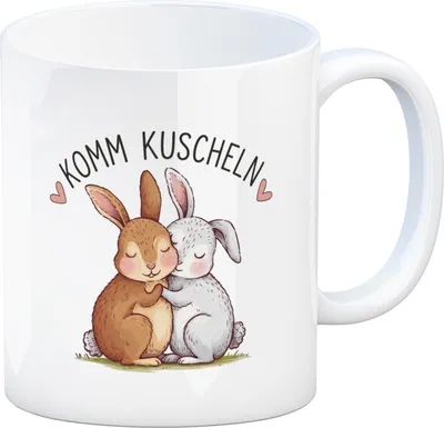 Produktbild von Komm kuscheln Kaffeebecher mit Kaninchen